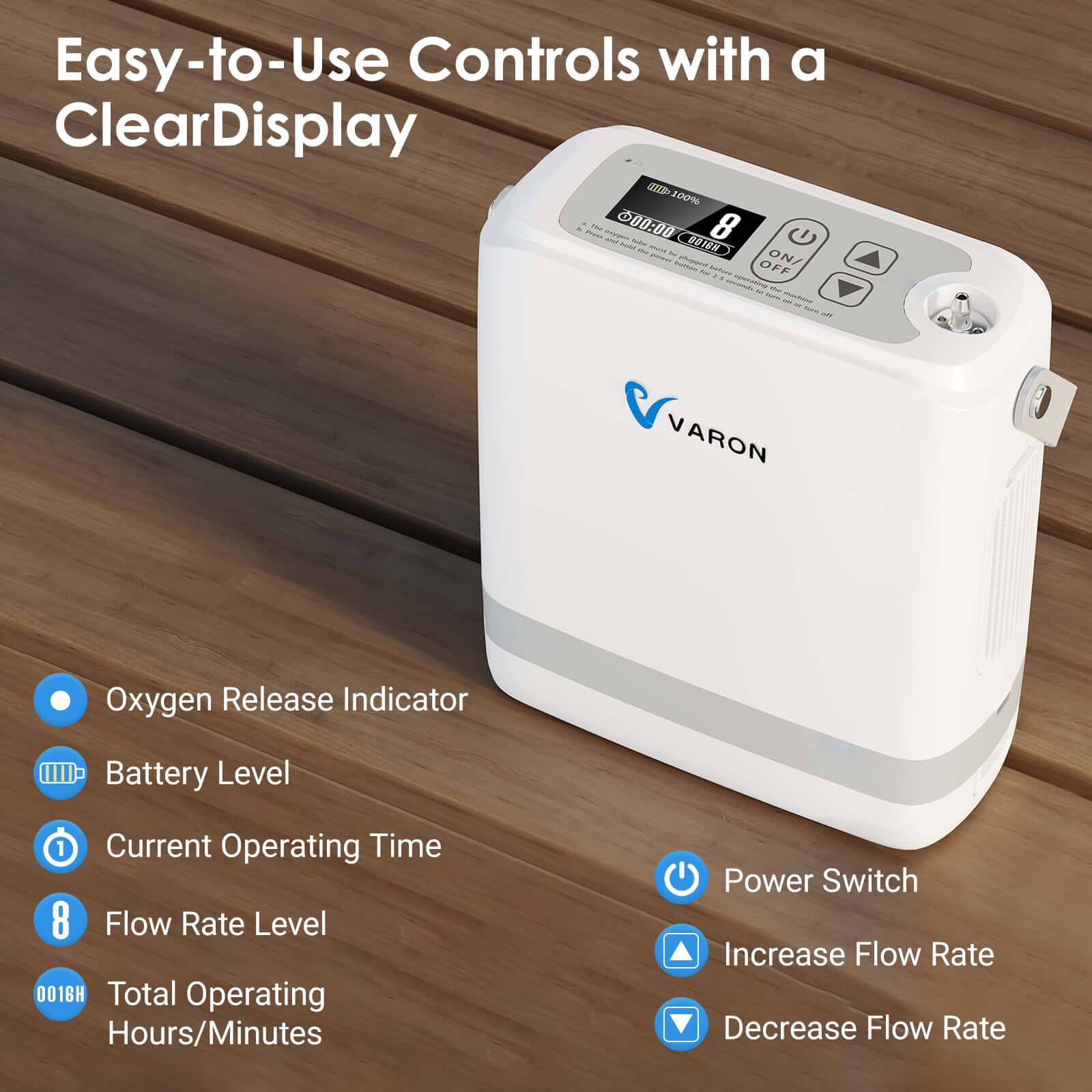 New Arrival VARON  1-8L Pulse Flow Portable Oxygen Concentrator NT-08G
