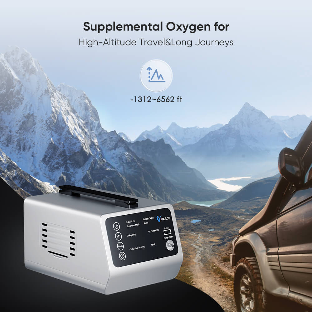 VARON 1-5L Versatile Continuous Flow Portable Oxygen Concentrator for Travel + Free Adapter