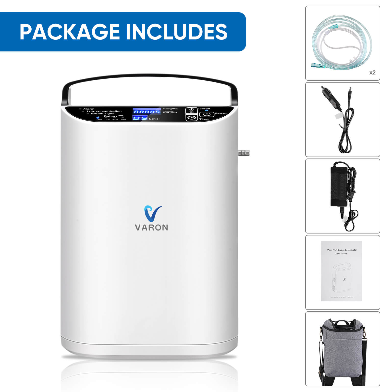 Upgraded VARON 1-5L Pulse Flow Portable Oxygen Concentrator NT-01