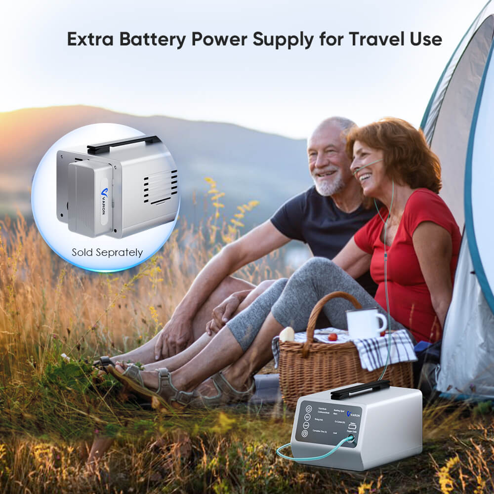 VARON 1-5L Versatile Continuous Flow Portable Oxygen Concentrator for Travel + Free Adapter