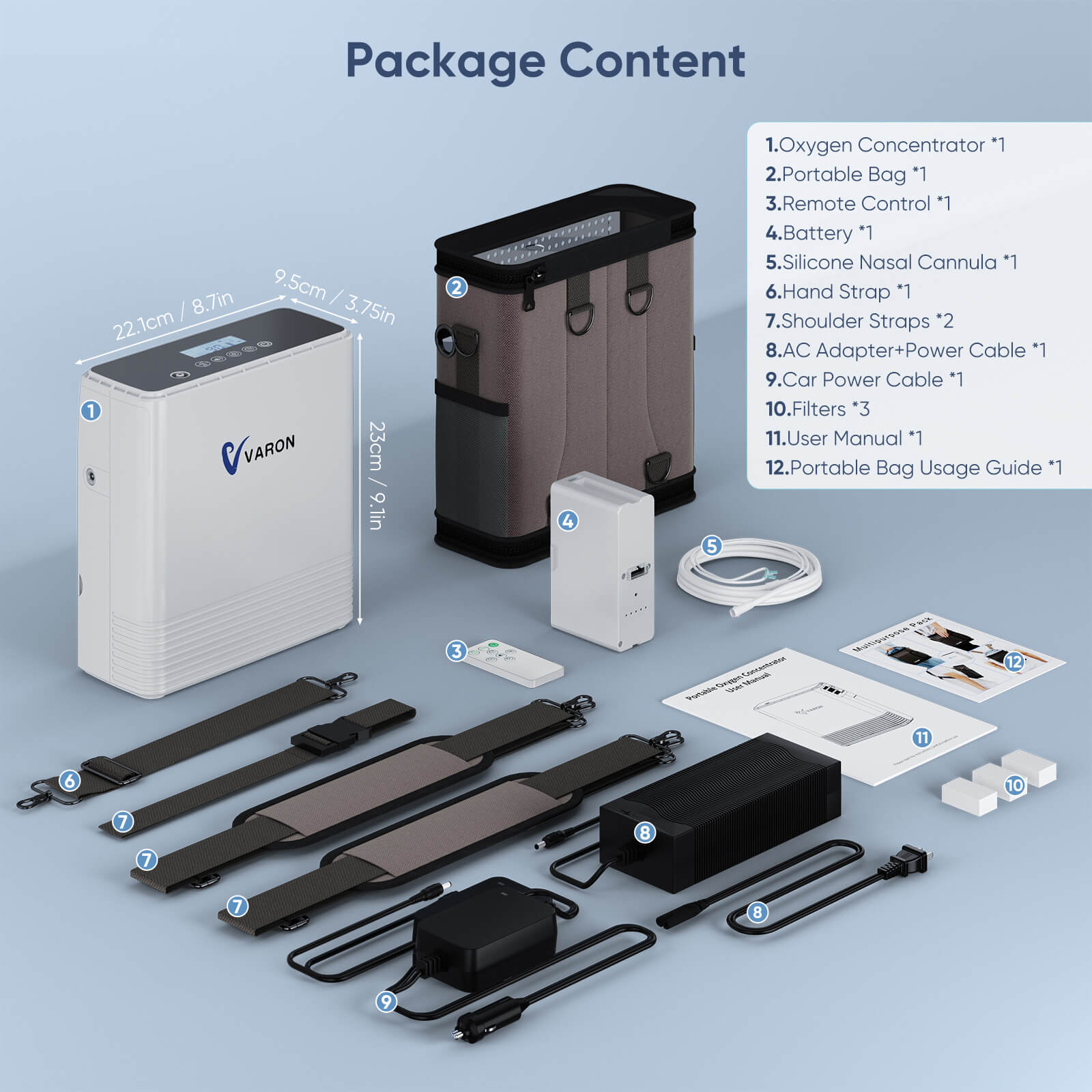 Best Selling VARON 1-6L Continuous Flow Portable Oxygen Concentrator NT-06