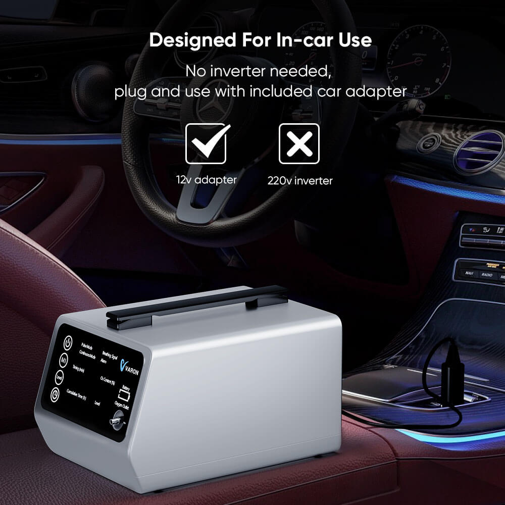 VARON 1-5L Versatile Continuous Flow Portable Oxygen Concentrator for Travel + Free Adapter
