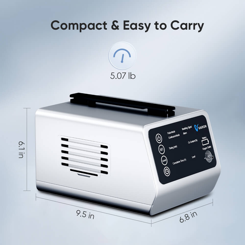 VARON 1-5L Versatile Continuous Flow Portable Oxygen Concentrator for Travel + Free Adapter