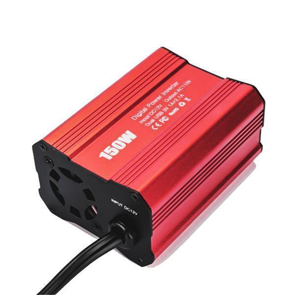 150W Car Power Inverter DC 12V to 110V/220V AC Car Converter with 3.1A Dual USB Car Adapter-Red-OXYGENSOLVE