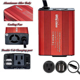 150W Car Power Inverter DC 12V to 110V/220V AC Car Converter with 3.1A Dual USB Car Adapter-Red-OXYGENSOLVE