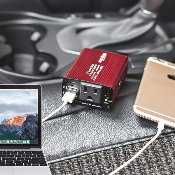 150W Car Power Inverter DC 12V to 110V/220V AC Car Converter with 3.1A Dual USB Car Adapter-Red-OXYGENSOLVE