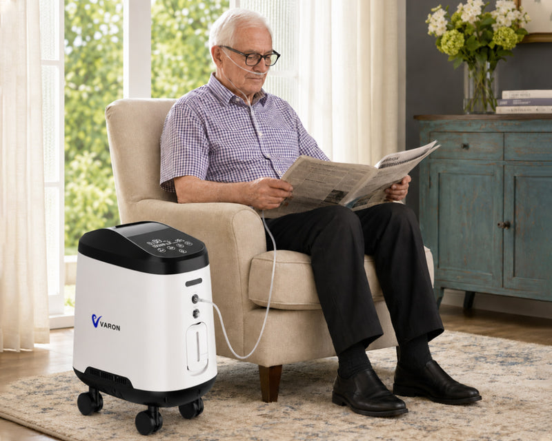 VARON 1-9L/min 105W Pro Wheel Home Oxygen Concentrator with Convenient Wheel Design