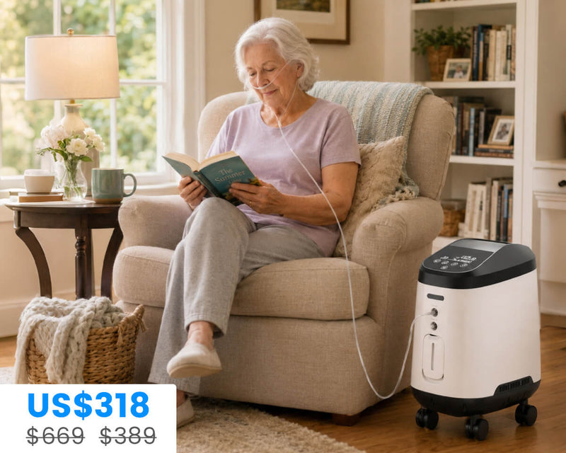VARON 1-9L/min 105W Pro Wheel Home Oxygen Concentrator with Convenient Wheel Design