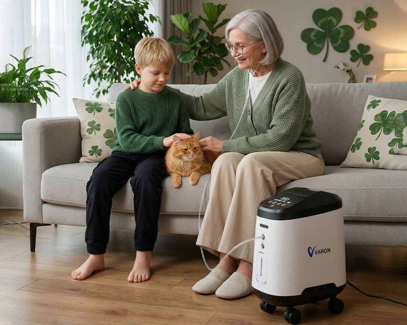 VARON 1-9L/min 105W Pro Wheel Home Oxygen Concentrator with Convenient Wheel Design