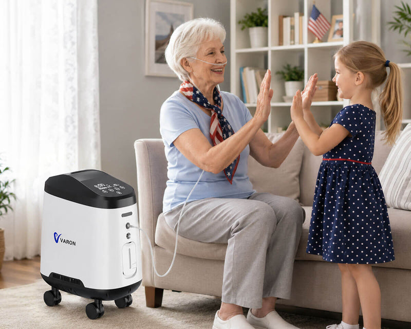 VARON 1-9L/min 105W Pro Wheel Home Oxygen Concentrator with Convenient Wheel Design