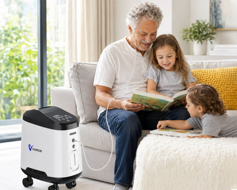VARON 1-9L/min 105W Pro Wheel Home Oxygen Concentrator with Convenient Wheel Design