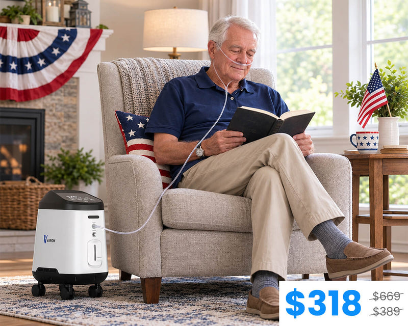VARON 1-9L/min 105W Pro Wheel Home Oxygen Concentrator with Convenient Wheel Design