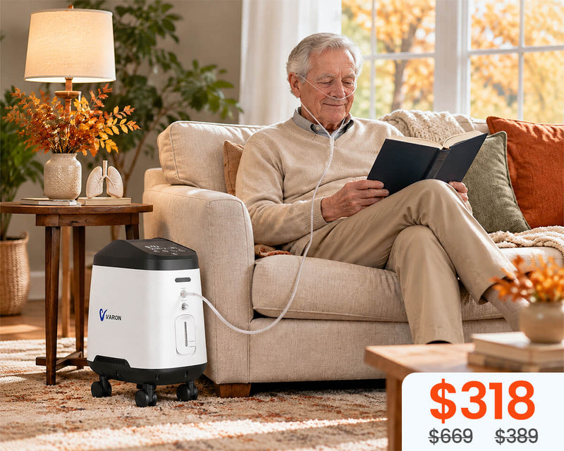VARON 1-9L/min 105W Pro Wheel Home Oxygen Concentrator with Convenient Wheel Design