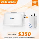 3L Pulse Flow Portable Oxygen Cocentrator NT-03 + An Extra 8 Cell Battery